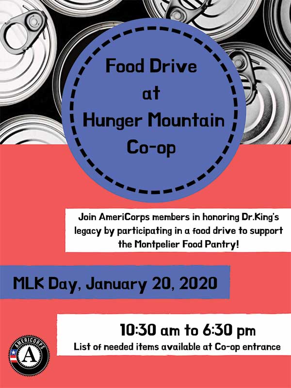 Poster for MLK food drive on January 20
