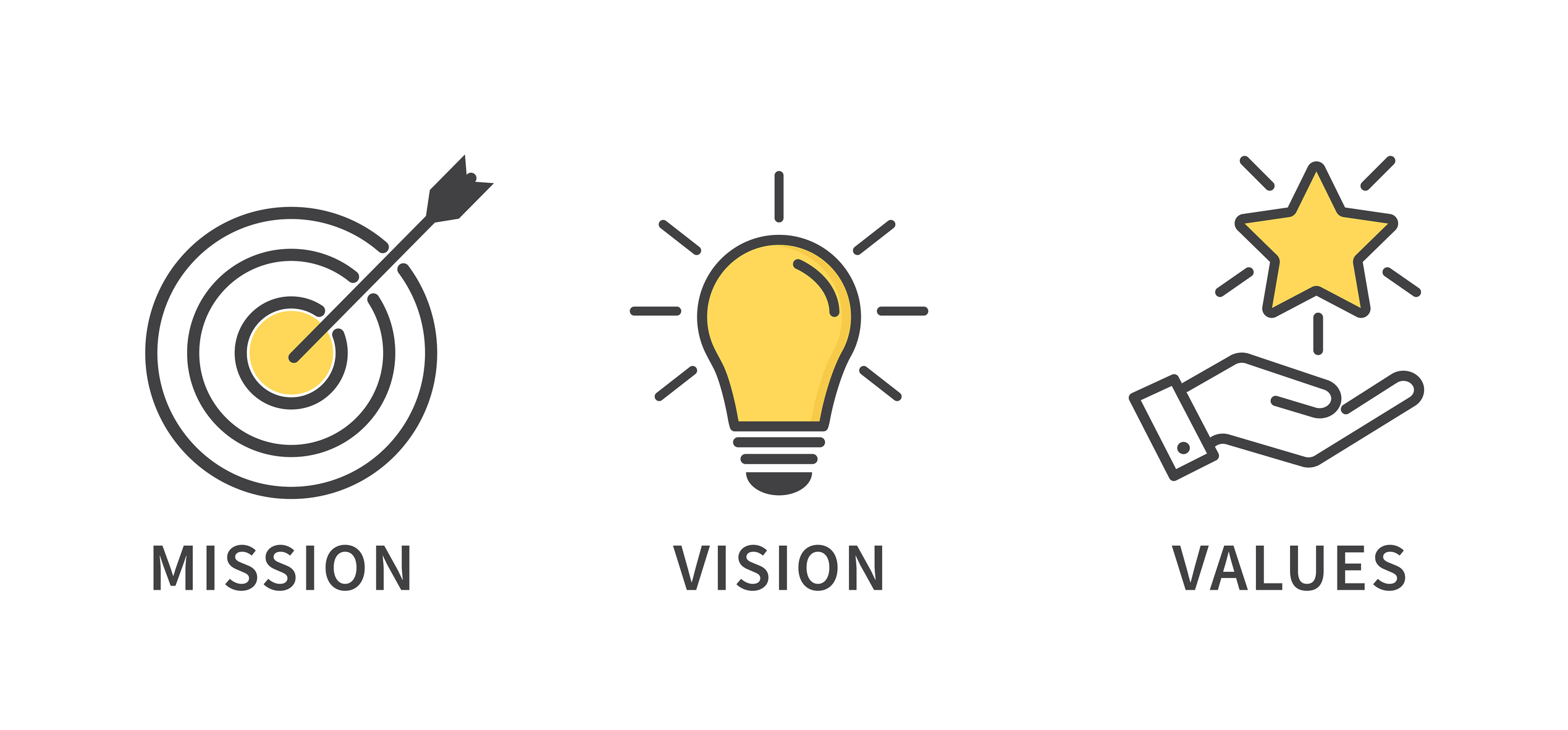 Mission, vision, values stock image